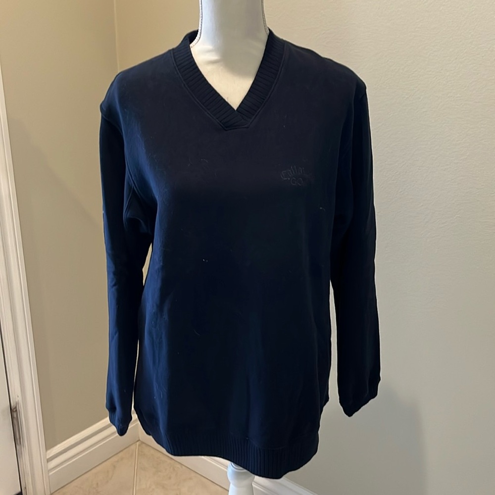Golf sweater V-neck NWT size XS cotton/acrylic generous cut Callaway Golf Navy